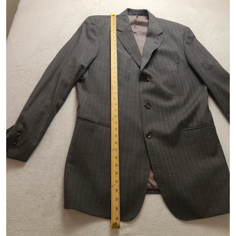 Mens‎ Charcoal Grey Pinstripe 2 Piece Suit Blazer and Pleated Trousers Set